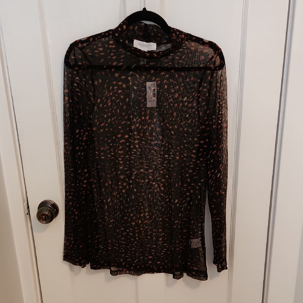 Addition Elle Sheer Black and Brown Blouse